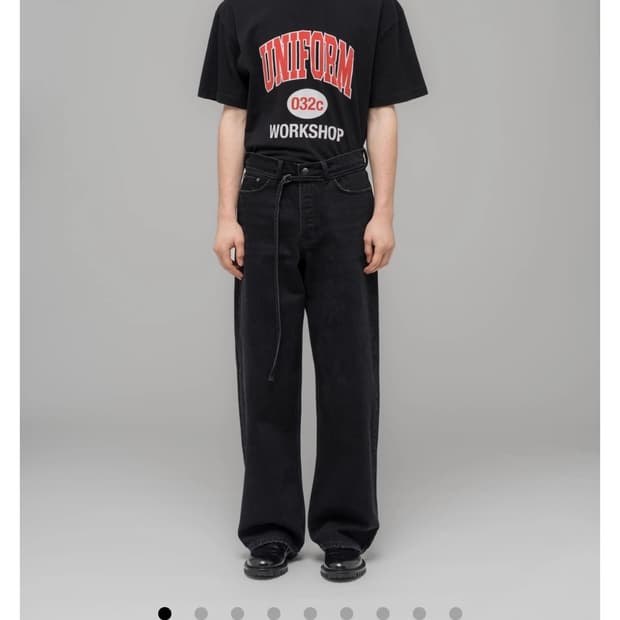 032c 다운 투 어스 와이드 레그 진 WASHED BLACK