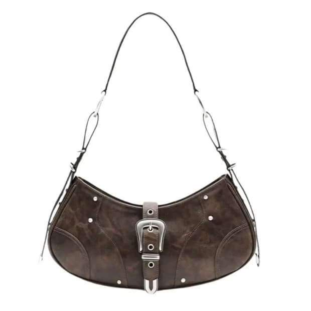 인사일런스 우먼 레더 버클 숄더백 brown