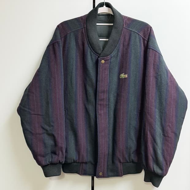 90S Lacoste 라코스테 스트라이프 울 크롭 블루종 (95)