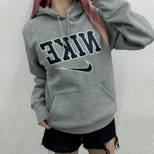 나이키 블랙 패치로고 그레이 후드 S