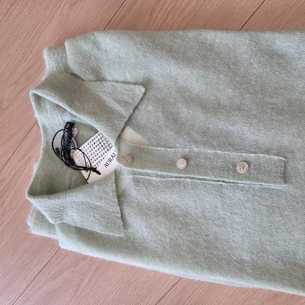 오라리 
KID MOHAIR SHEER KNIT POLO