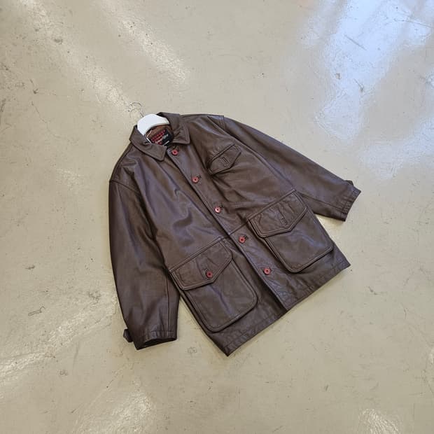 VINTAGE COW LEATHER 빈티지 소가죽 자켓 가죽자켓 L