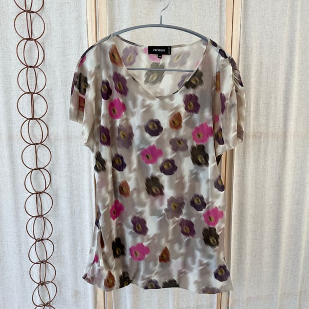 Cividini 플라워 프린팅 매쉬 탑