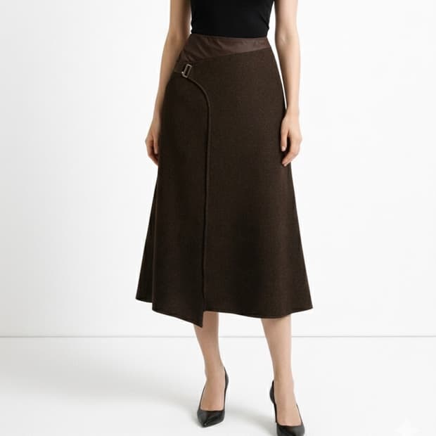 브라운 울 스커트