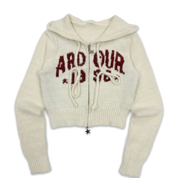 빈티지 아이보리 투웨이 크롭 후드집업