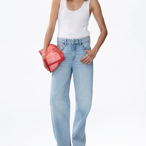 H&M 하이웨이스트 와이드 진 새상품 38