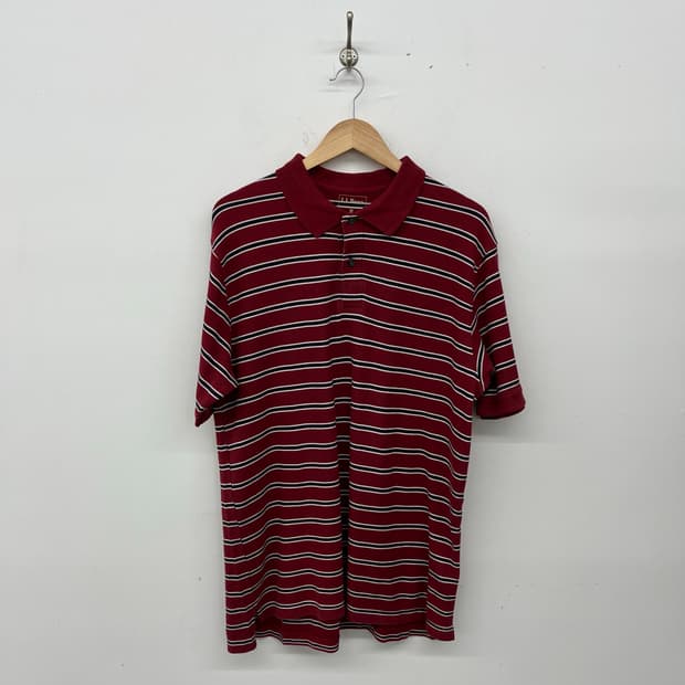 L.L.Bean 빈티지 단가라 반팔 카라티 레드 남성XL