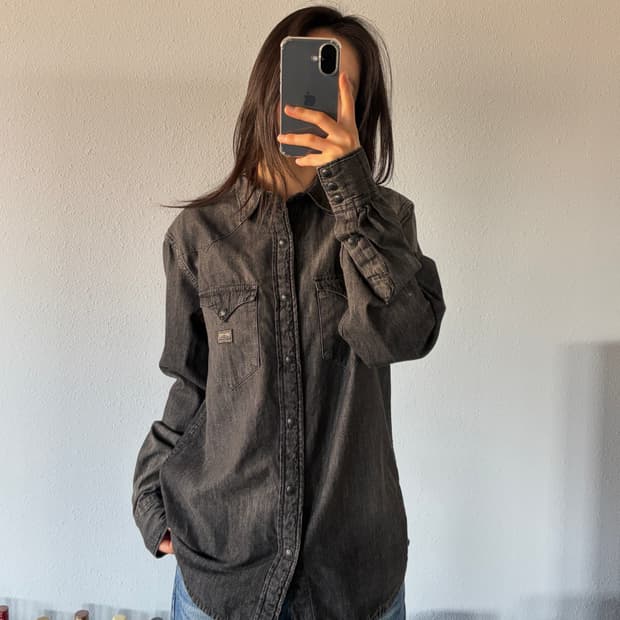 [S]폴로 데님앤서플라이 흑청 웨스턴 데님 셔츠