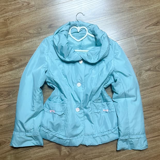 빈티지 하늘색 민트 리본 패딩 자켓 코트 히메갸루 로걀 라떼 하메카지