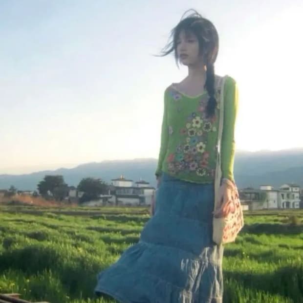 모리걸 하구미 빈티지 데님 스커트