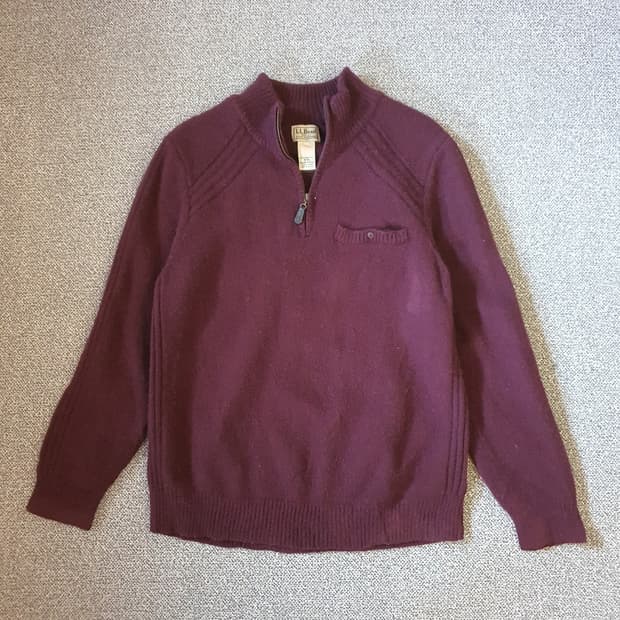 L.L.Bean 버건디 메리노 울 하프 집업 니트 스웨터 no.37
