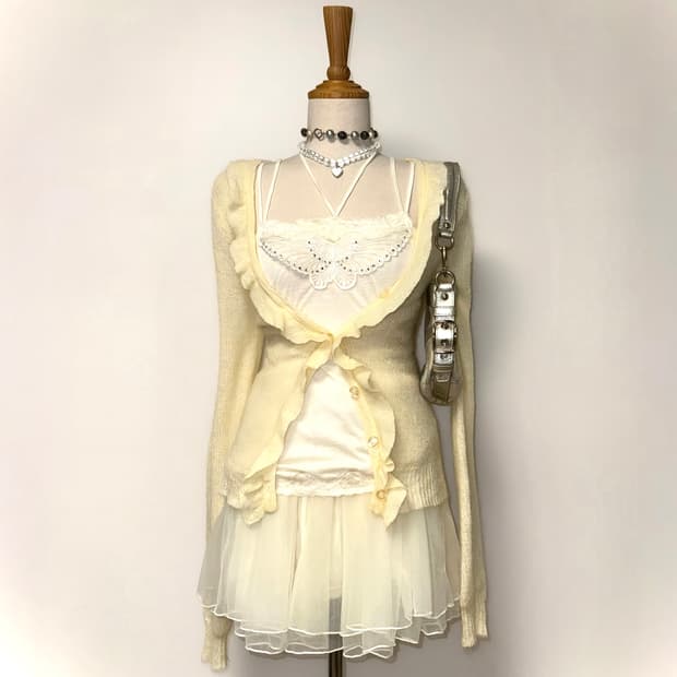 페어리 옐로우 프릴 가디건