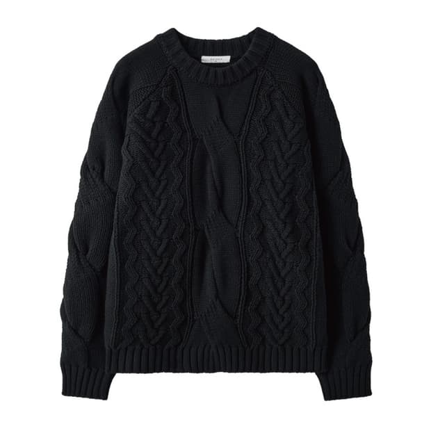 노이어 헤비 멀티 케이블 오버핏 스웨터 (블랙)