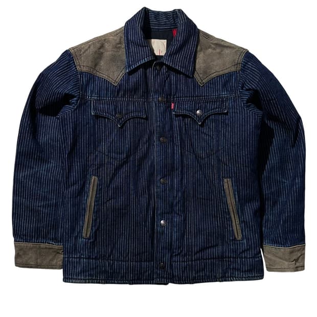 리바이스 레드룹 웨스턴 레더 스트라이프 데님 자켓
