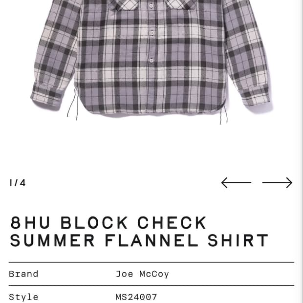 8HU BLOCK CHECK SUMMER FLANNEL SHIRT