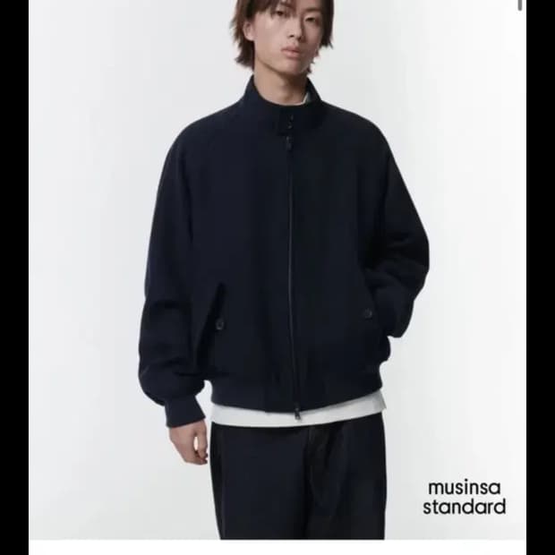 [새상품] 무신사 스탠다드 울 블렌드 해링턴 재킷 네이비 M