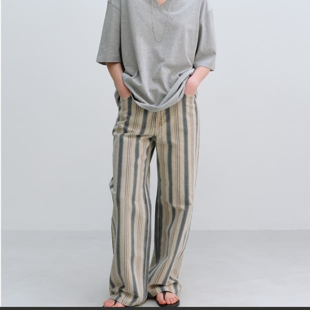문달 Granada Stripe Denim in Beige 그라나다데님