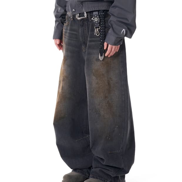 아캄 더티 워시드 데님 팬츠 1size