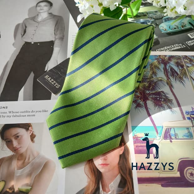 헤지스 실크 그린 스트라이프 넥타이 8.5cm A등급 A19461
