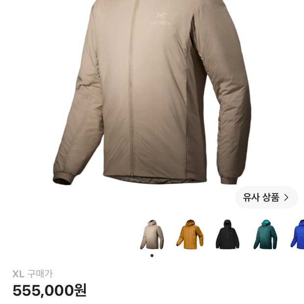 아크테릭스 아톰 후디 스모크 블러프 XL