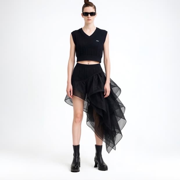 Balenciaga Black Sheer Knit Crop Vest
