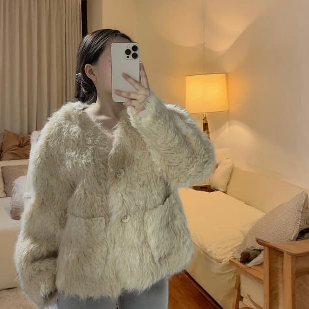 빈티지 인조퍼 양털느낌 무스탕