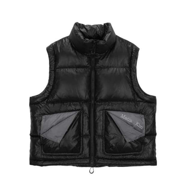 (W) 마뗑킴 폴디드 포켓 다운 베스트 블랙