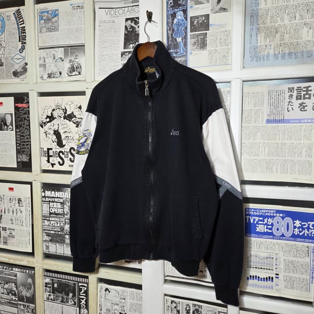 아식스 코튼 배색 집업 자켓