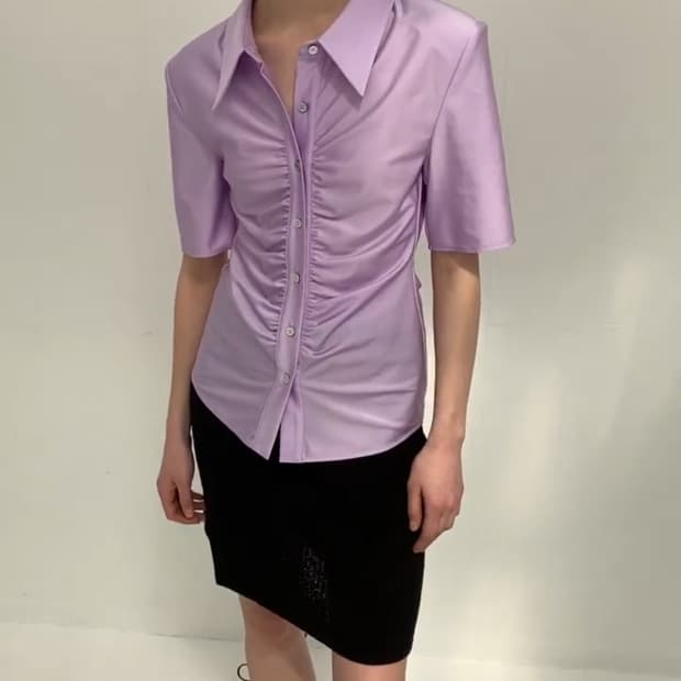 드래곤블루스 셔링 이펙트 저지 블라우스 - 바이올렛 S