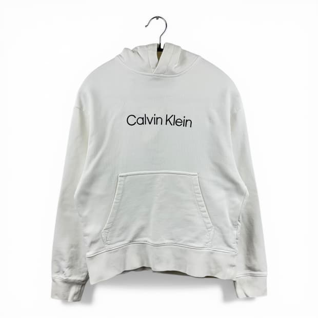 (XS) 캘빈클라인 우먼스 크롭 후드 티 화이트