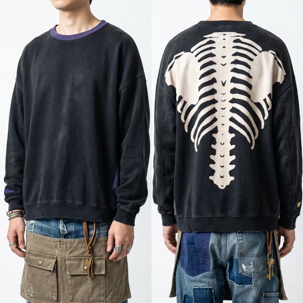 [정품] 캐피탈 투톤 빅 플리스 본 스웻셔츠 블랙 퍼플 (EK-1139)