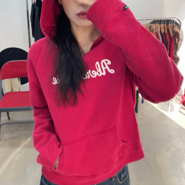 Abercrombie 레드 브이넥 후드