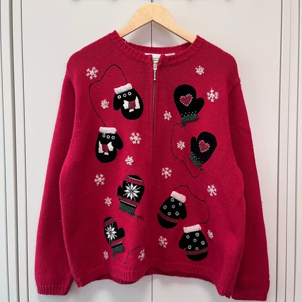 Croft&barrow 크리스마스 장갑 앙고라 니트 가디건