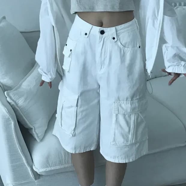 화이트 7부팬츠