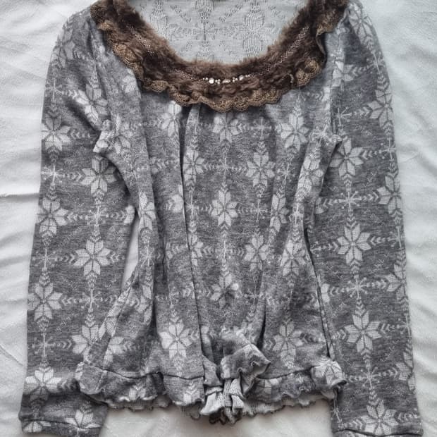 빈티지 엑시즈팜 퍼 레이스 탑