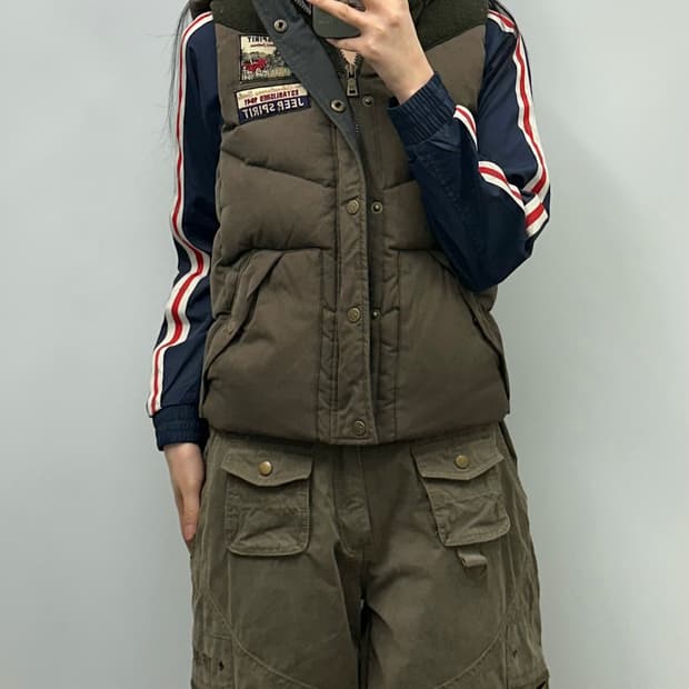 Jeep 지프 카키 조끼 패딩