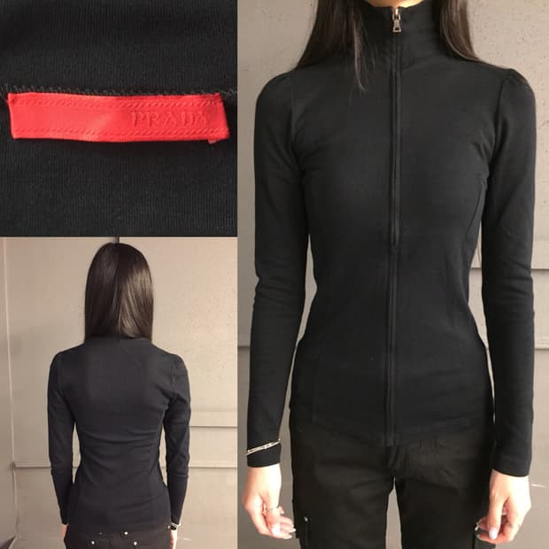 PRADA Red Tab Cotton Zip-Up