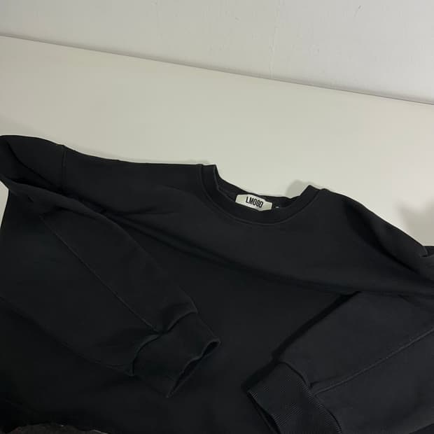 46 95 엘무드 블랙 무지 오버핏 맨투맨