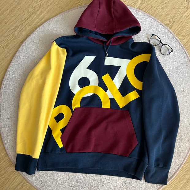 POLO 컬러블록 후드티 L