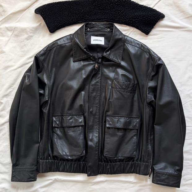 엠부쉬 레더 블루종 AMBUSH 점퍼 시어링 자켓