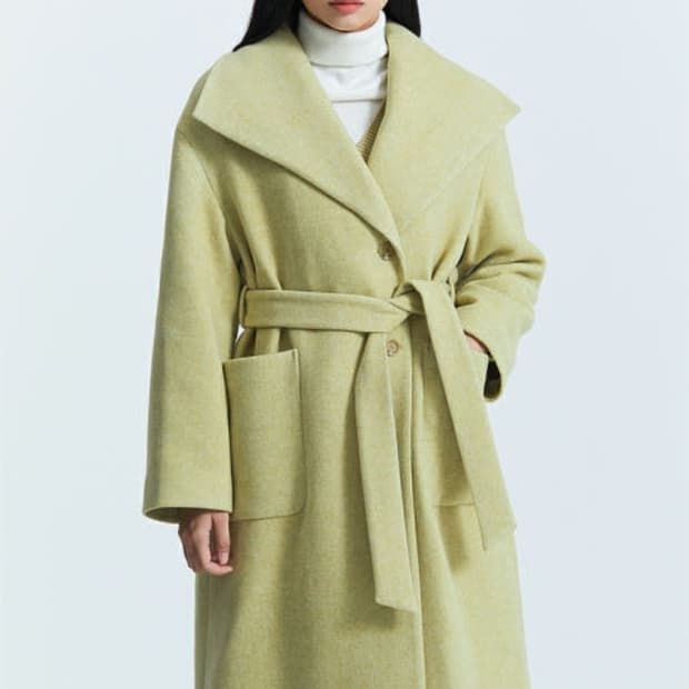 미쏘 MIXXO 카라 변형 빅카라 벨티드코트 (라이트그린)s사이즈 새제품