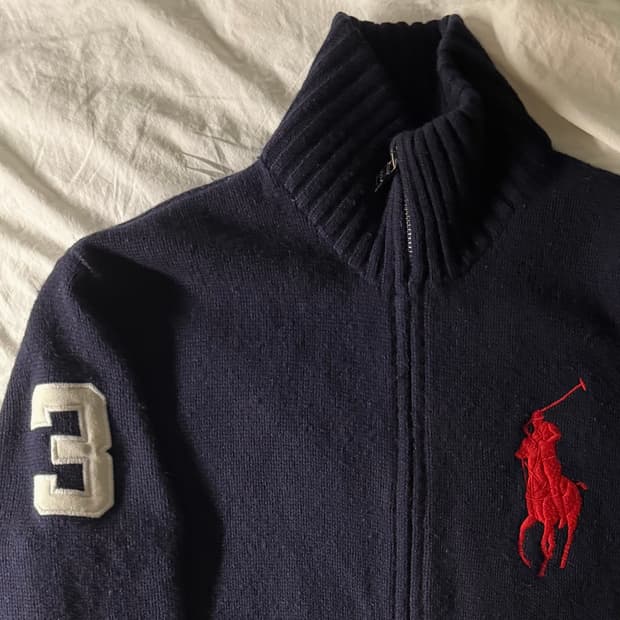 폴로 빅포니 니트집업 네이비 S