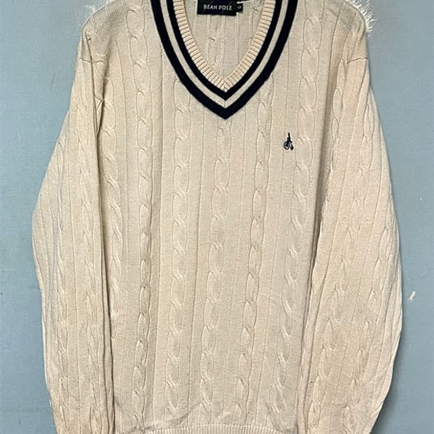 빈폴 남자 꽈배기니트 크리켓 캐주얼 브이넥 XL 105 