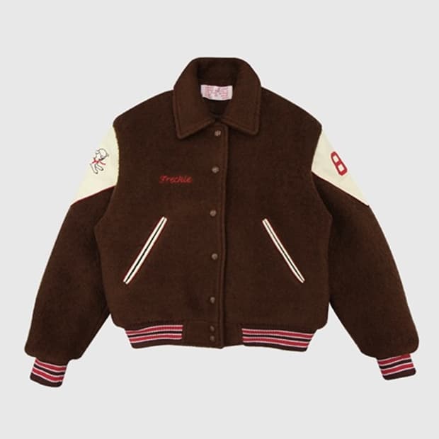 프레클 Freckle 부클 바시티 자켓 브라운