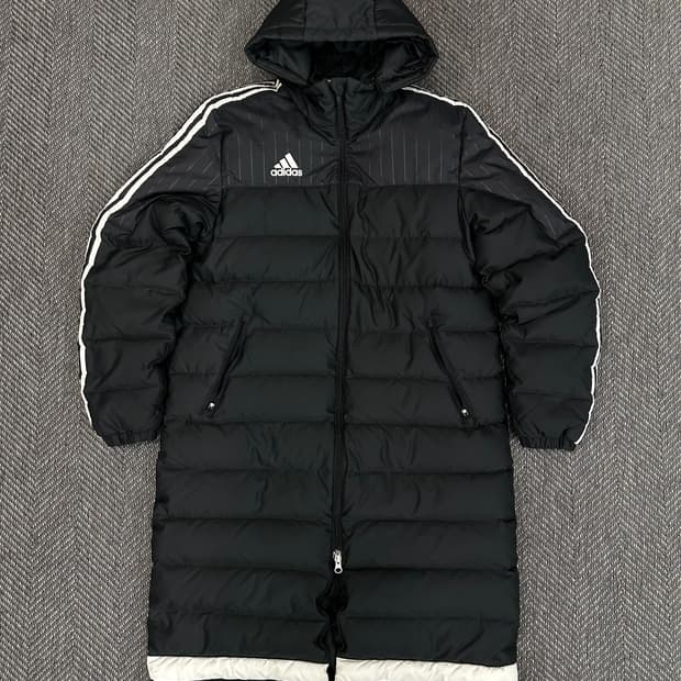 아디다스 삼선 롱패딩 블랙