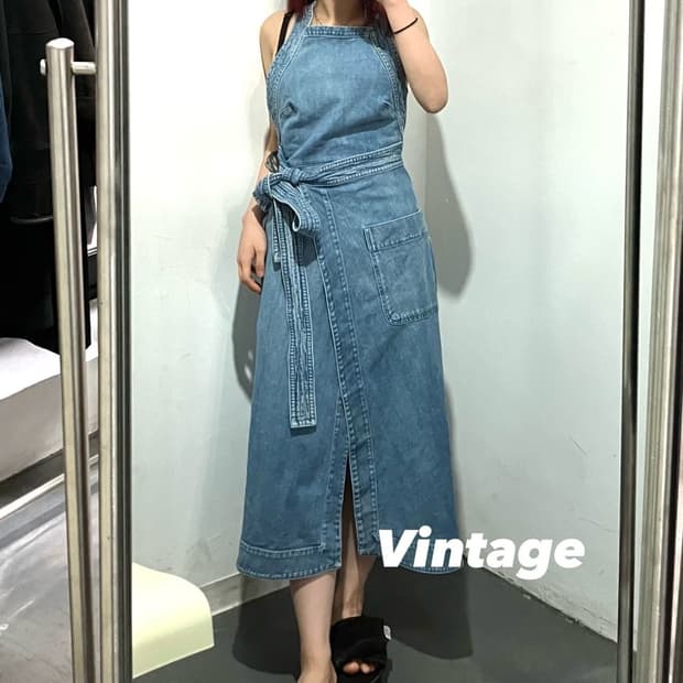 Stell mccart 멜빵 데님 원피스