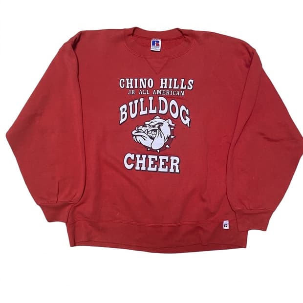 90s usa 러셀 레드 불독 프린팅 L