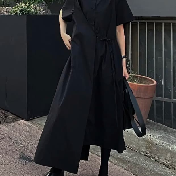 트리밍버드 하프 랩 셔츠 원피스