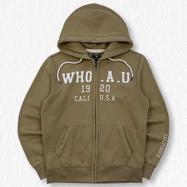 후아유 기모 후드집업 카키브라운