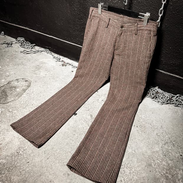 Brown Pinstripe Wool Boot-cut pants